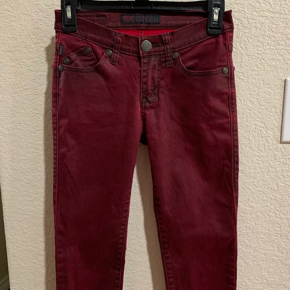 Firm price- Rock and Republic Berlin Burgundy skinny jeans Size 0